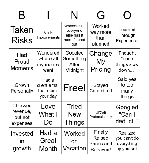 Business Owner BINGO Card