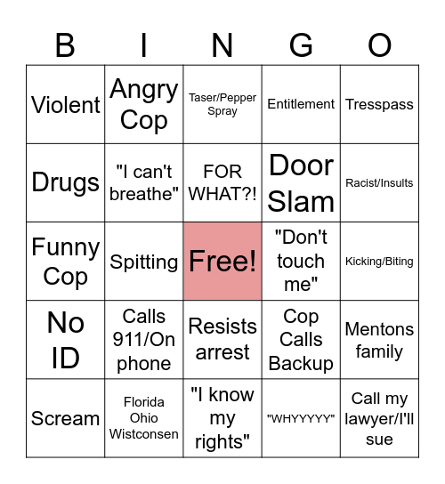 Police KArens Bingo Card