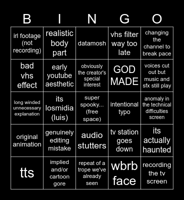 Anomaly Bingo Card
