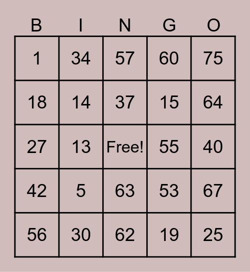 CLAUDINE'S BINGO CARD Bingo Card