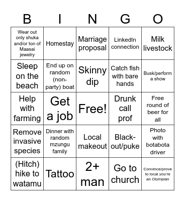 Malindiiii Bingo Card