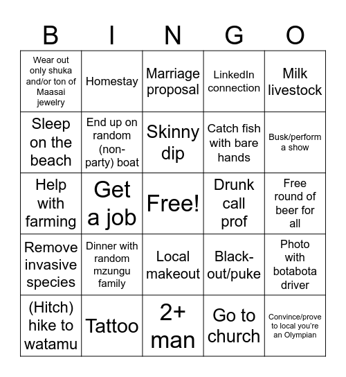 Malindiiii Bingo Card