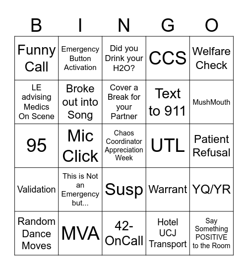 Dispatch Week Bingo Card