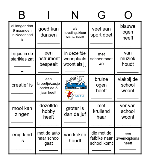 Zoek iemand die.... Bingo Card