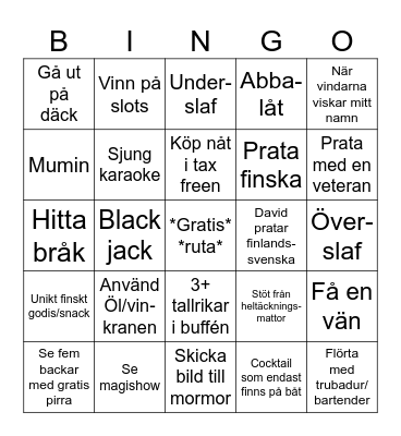 Båtbingo Card
