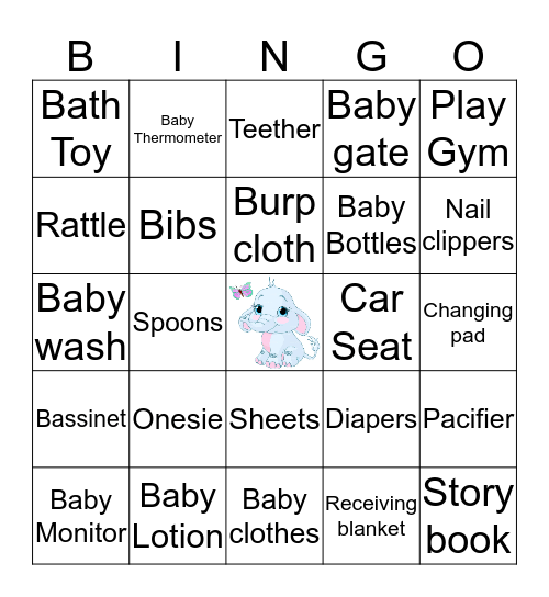 Welcome Baby Peanut Bingo Card