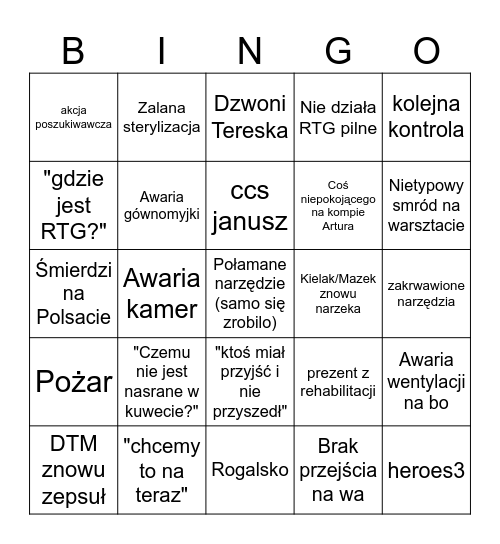 DTM Bingo (dyscyplinarka) Bingo Card