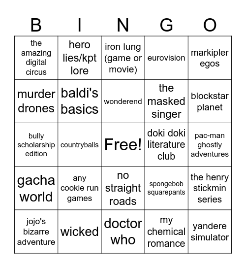 bbnolarping 🥀 Bingo Card