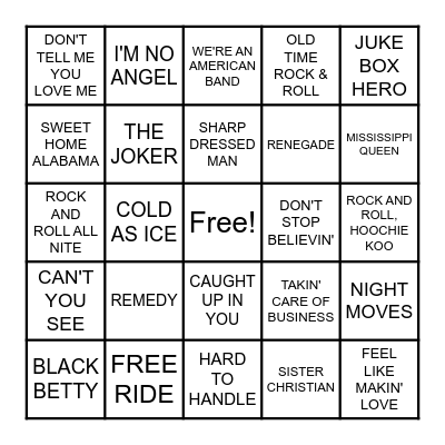 BLUE COLLAR ROCK Bingo Card