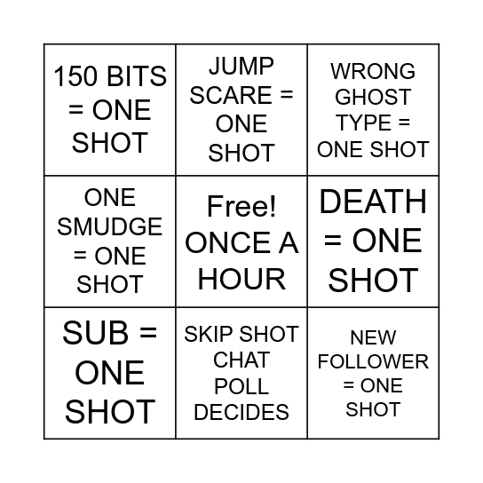 Drunk Stream Bingo Card