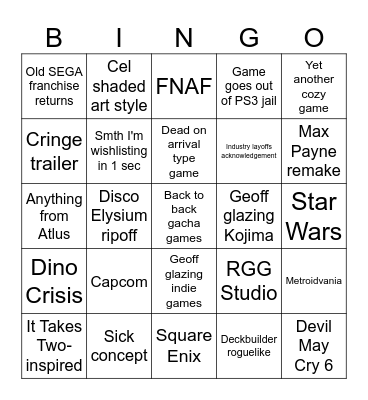 Summer Games Fest 2026 Bingo Card