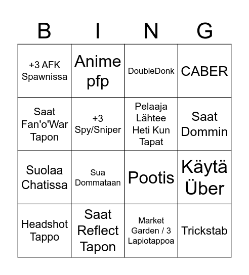 TF2 Bingo Card