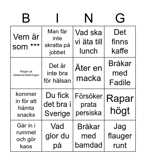 Martina Bingo Card