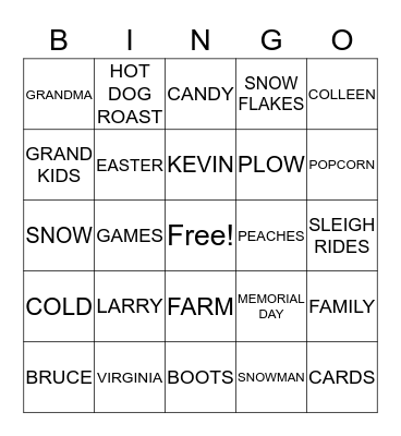 HOLMES FAMILY Bingo Card