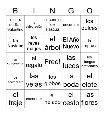 Celebraciones Loteria Bingo Card