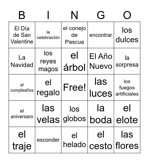 Celebraciones Loteria Bingo Card