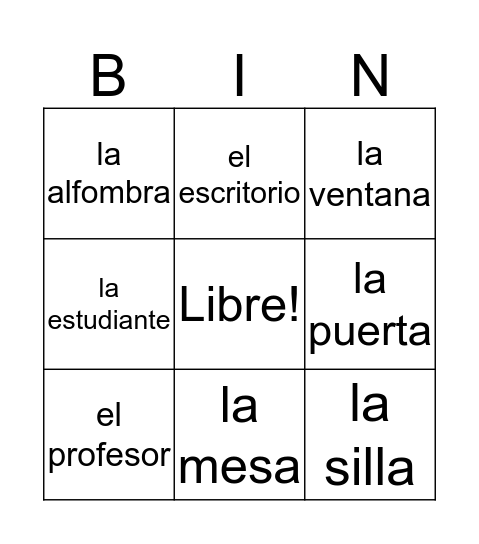 beginner bingo words for class objects Bingo Card