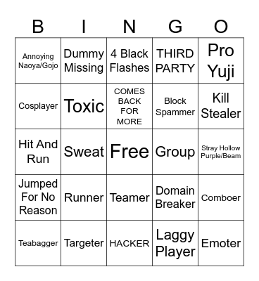 JJS Bingo Card