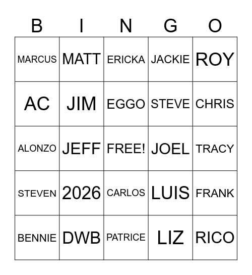 WAREHOUSE Bingo Card