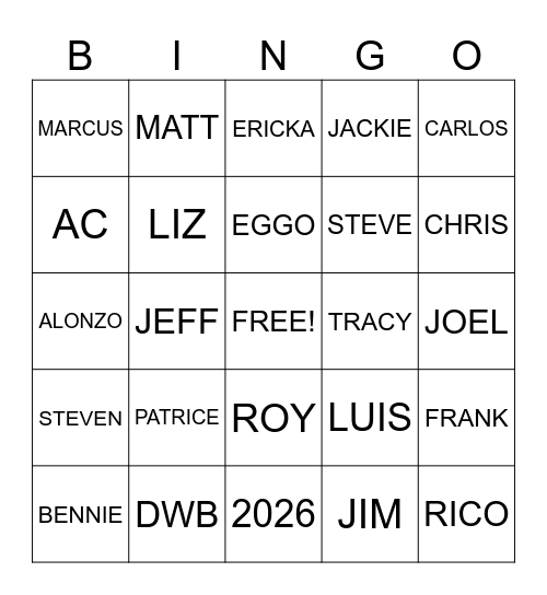 WAREHOUSE Bingo Card