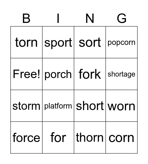 or BINGO Card