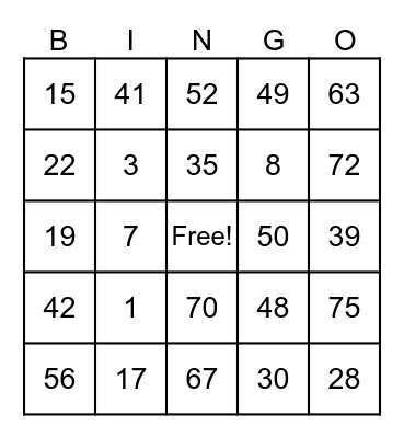 Bingo Donde Marluis Bingo Card