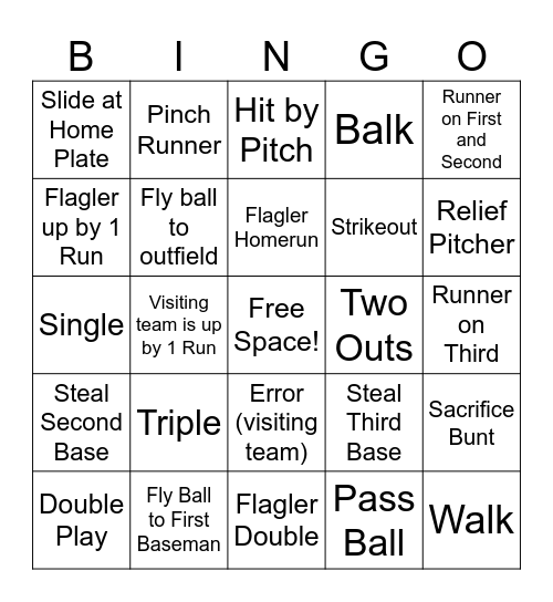 Flagler Baseball Bingo! Bingo Card