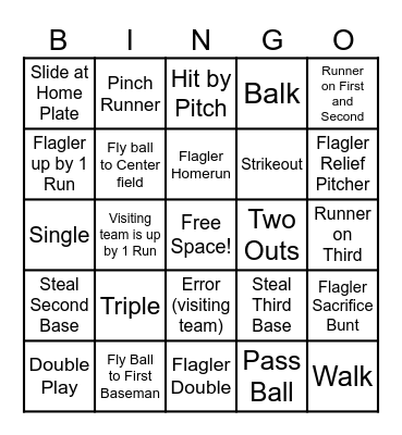 Flagler Baseball Bingo! Bingo Card
