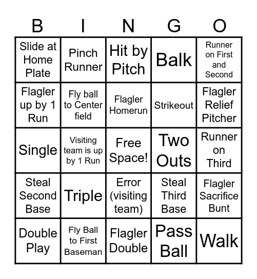 Flagler Baseball Bingo! Bingo Card