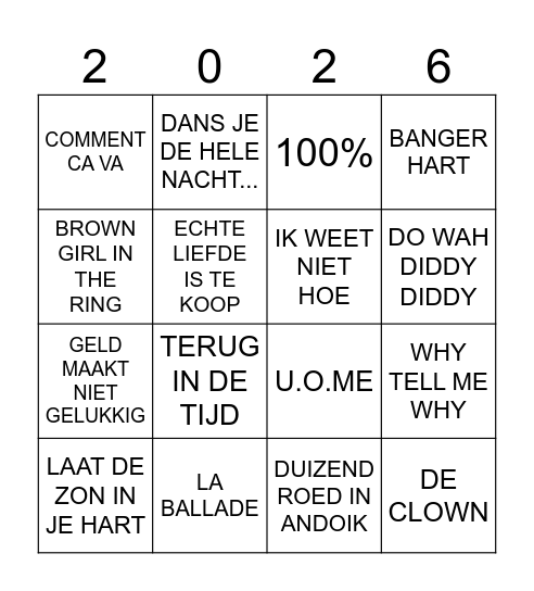 CAFE SWINGO Bingo Card