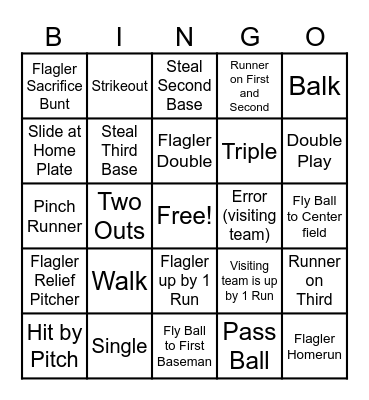 Flagler Baseball Bingo! Bingo Card