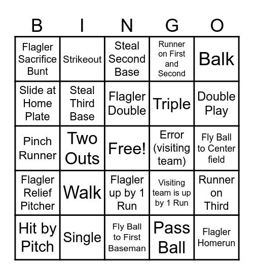 Flagler Baseball Bingo! Bingo Card