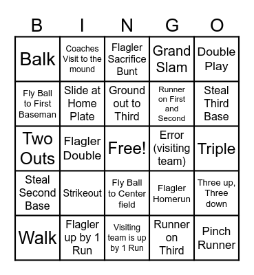 Flagler Baseball Bingo! Bingo Card