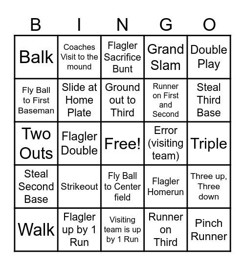 Flagler Baseball Bingo! Bingo Card