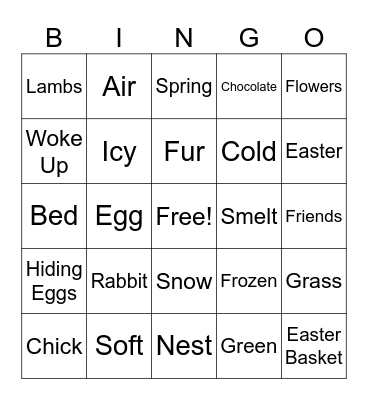 Easter Makaton Bingo Card