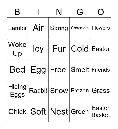 Easter Makaton Bingo Card