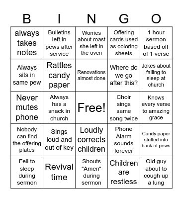 Temple Bingo Card