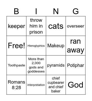 God Blesses Joseph Bingo Card