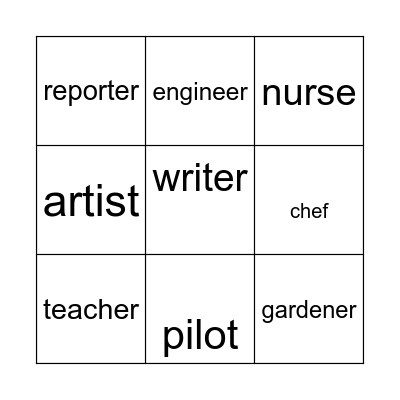 My future job Bingo Card