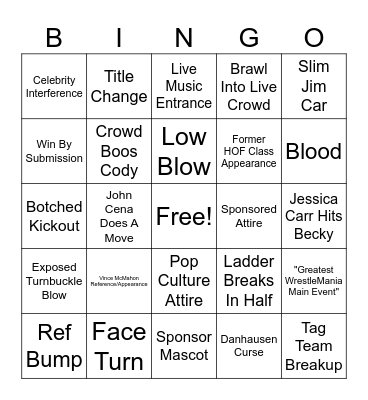 WRESTLEMANIA BINGO Card