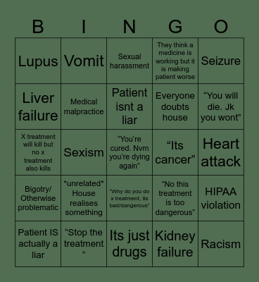 HOUSE MD BINGO Card