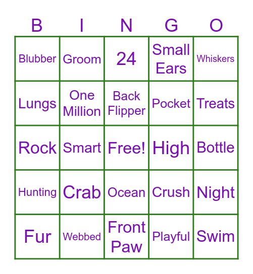 If I were an Otter Bingo Card
