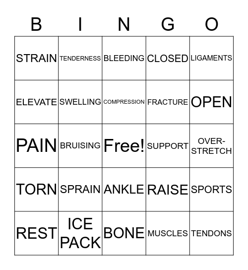 First-Aid Bingo Card