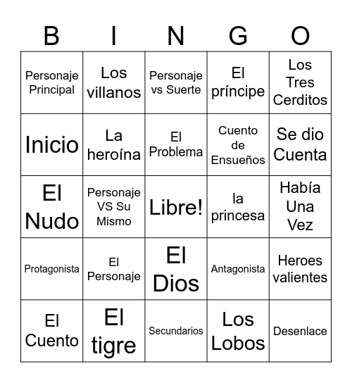 El Cuento Bingo Card