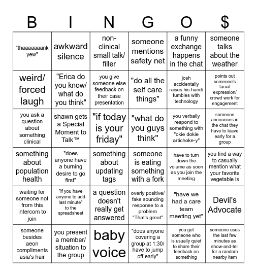 big money big money 🤞 Bingo Card