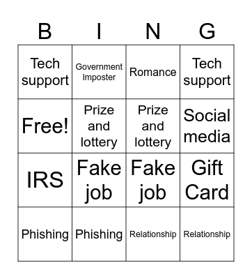 Scams Bingo Card
