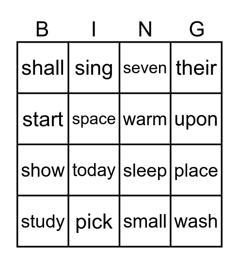 Sight Word Level 4 Bingo Card