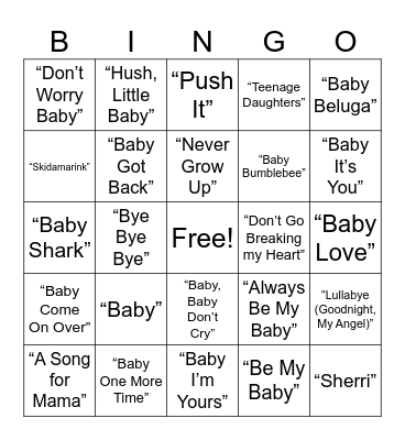 Oh Baby! Bingo Card