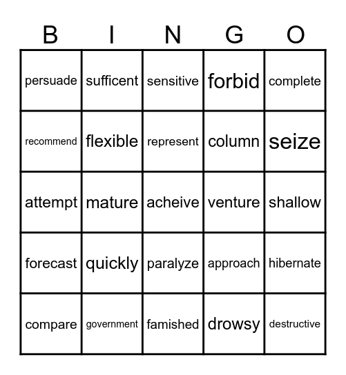 Sight Word Level 4 Bingo Card