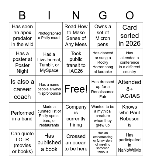 IAC26 Bingo Card